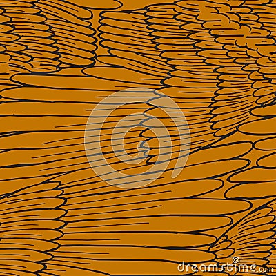 Feather wings seamless pattern in gold brown color Vector Illustration