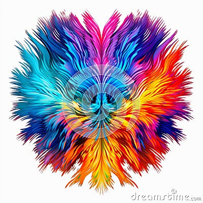 Feathered Heart A Vibrant And Interactive Artwork With Intricate Symmetrical Design Cartoon Illustration