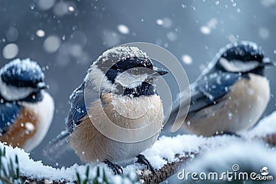 Feathered wonders Winter bird watchers enjoying serene nature and habitats Stock Photo
