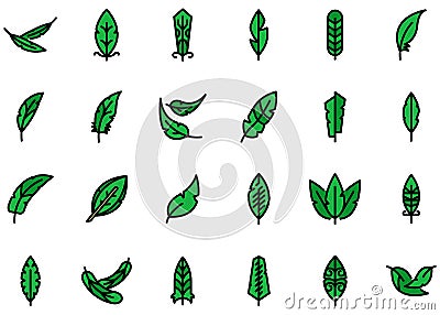 Feathers icons set vector flat Vector Illustration