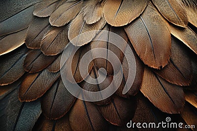 Feathers Overlap Creating Texture and Pattern, Bird Plumage Detail Stock Photo