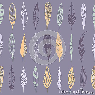 Feathers pattern seamless. Vector Illustration