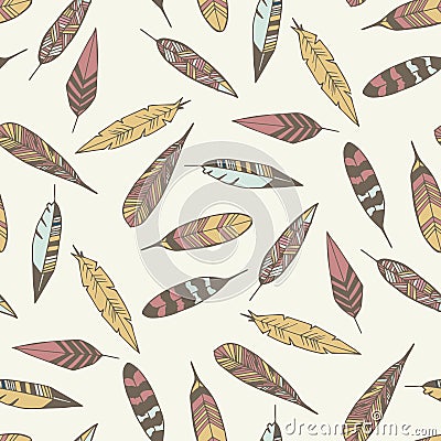 Feathers pattern seamless. Vector Illustration