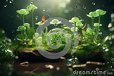 Feature a composition that combines a clover Stock Photo