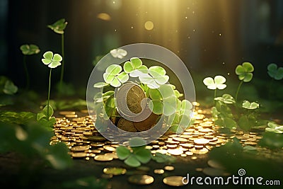 Feature a composition that combines a clover Stock Photo