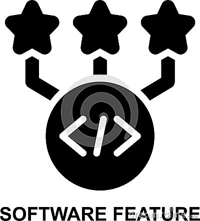 feature, software, application, programming, program, product solid glyph icon Stock Photo