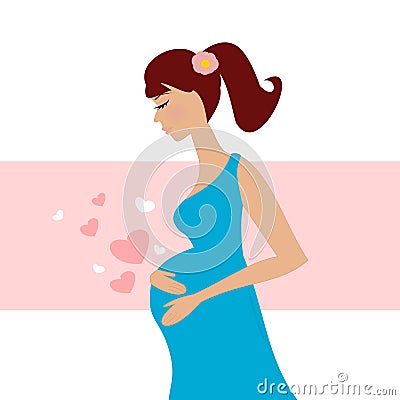 Featured pregnant girl Cartoon Illustration