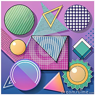 Features circles, triangles, and squares in a playful and dynamic composition Stock Photo