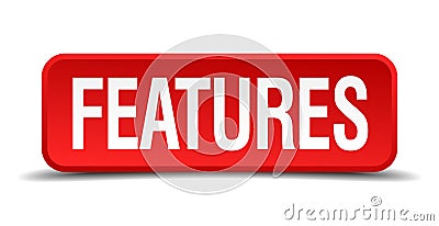 Features red 3d square button Vector Illustration