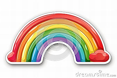Featuring a rainbow icon, simple shapes, white background, graphic design, no shadows, no gradient, transparent background, forma Cartoon Illustration
