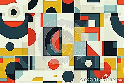 Featuring simple geometrical shapes and vibrant, basic colorful forms, Generated AI Stock Photo