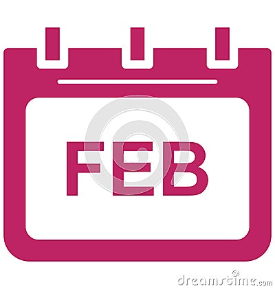 Feb, february Special Event day Vector icon that can be easily modified or edit. Stock Photo
