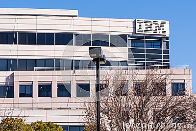 Feb 19, 2020 Foster City / CA / USA - IBM Corporation Innovation Center headquarters located in Silicon Valley; IBM Corporation is Editorial Stock Photo