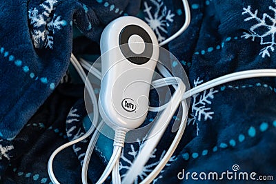 Serta brand heated blanket, with focus on the electric control panel to regulate the blankets Editorial Stock Photo