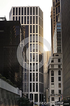 Modern high rise financial skyscraper buildings in the central, hk 6 Feb 2021 Editorial Stock Photo