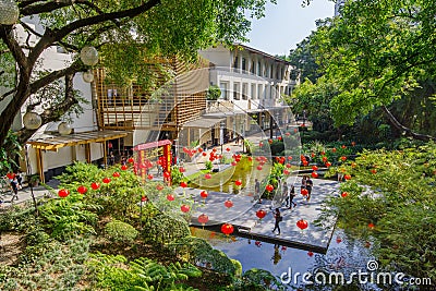 Feb 24, 2018 People waling greentbel park in Makati City Editorial Stock Photo