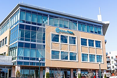 Feb 19, 2020 San Mateo / CA / USA - Snowflake corporate headquarters in Silicon Valley; Snowflake Inc. is a cloud-based data- Editorial Stock Photo