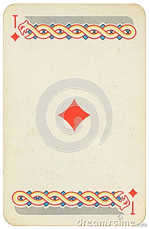 26 February 2020 - Ace of Diamonds old grunge russian and soviet style playing card Editorial Stock Photo