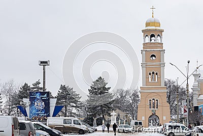 February 1, 2021 Balti or Beltsy, Moldova Abstract religious background with church crosses Editorial Stock Photo