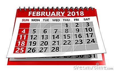 february 2018 calendar Cartoon Illustration