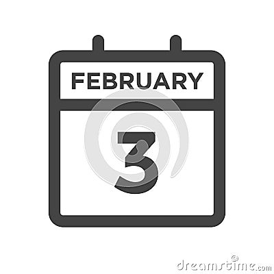 February 3 Calendar Day or Calender Date for Deadlines or Appointment Vector Illustration