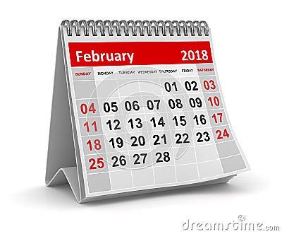 February 2018 - Calendar Stock Photo