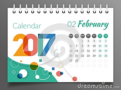 February 2017. Calendar 2017 Vector Illustration