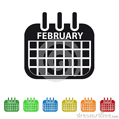 February Calendar Icon - Colorful Vector symbol Stock Photo