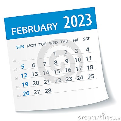 February 2023 Calendar Leaf - Vector Illustration Vector Illustration