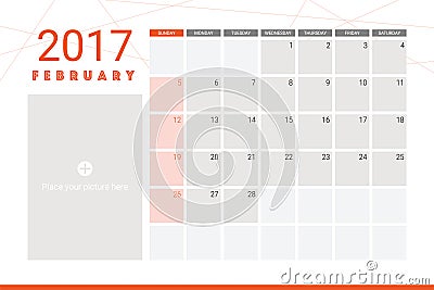 February 2017 calendar Vector Illustration