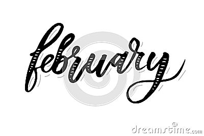 February Calligraphy Lettering Day Month Vector Brush Cartoon Illustration