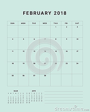 February 2018 desk calendar vector illustration Vector Illustration