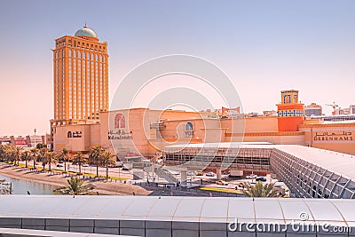 Aerial view of famous Mall of Emirates building and Sheraton Hotel Editorial Stock Photo