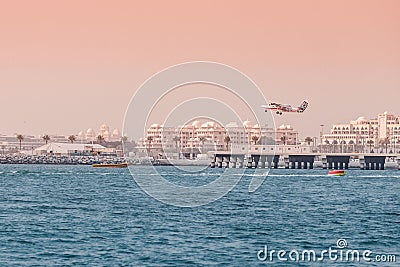 skydive light propeller plane takes off from the sea air strip to gain altitude and drop Editorial Stock Photo