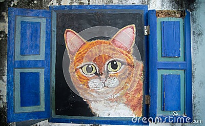 Famous street art mural in Georgetown, Penang, Malaysia Editorial Stock Photo