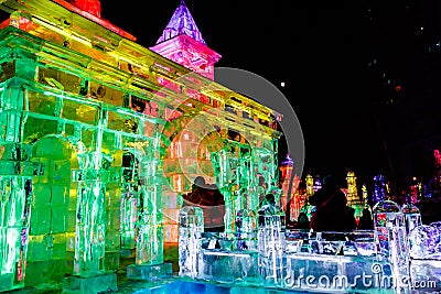 February 2013 - Harbin, China - Ice Lantern Festival Editorial Stock Photo
