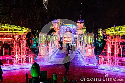 February 2013 - Harbin, China - Ice Lantern Festival Editorial Stock Photo