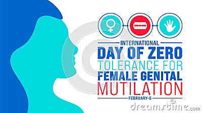 February is International Day of Zero Tolerance for Female Genital Mutilation background template. Vector Illustration