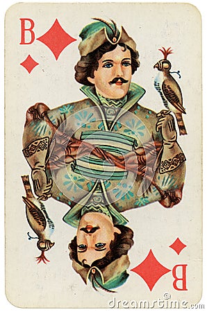 26 February 2020 - Jack of Diamonds old grunge russian and soviet style playing card Editorial Stock Photo