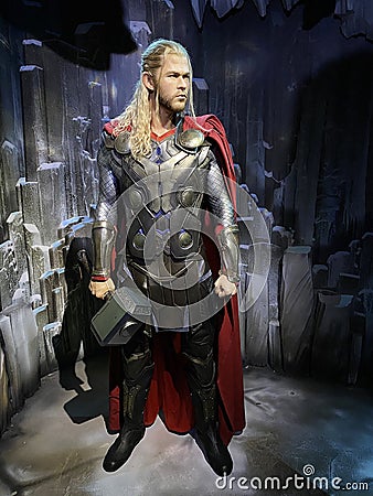 Wax figure of Chris Hemsworth as Thor. Editorial Stock Photo