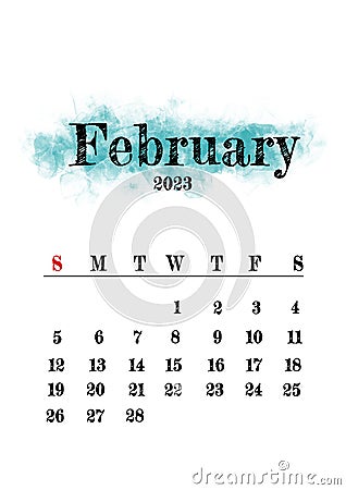 2023 February monthly calendar Stock Photo