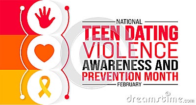 February is National Teen Dating Violence Awareness and Prevention Month background template. Vector Illustration