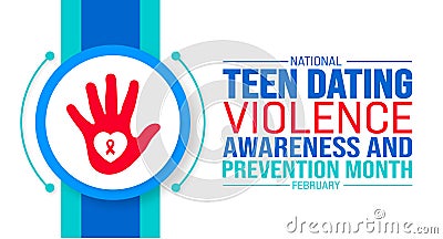 February is National Teen Dating Violence Awareness and Prevention Month background template. Vector Illustration
