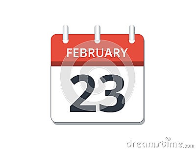 February, 23rd calendar icon vector, concept of schedule, business and tasks Vector Illustration