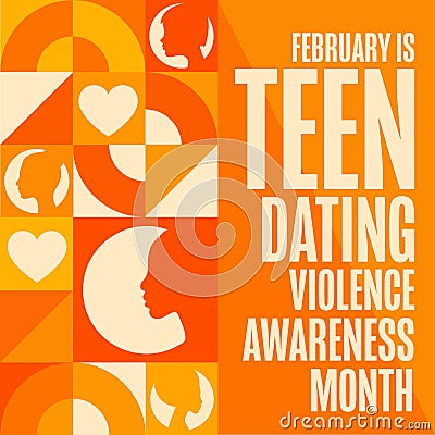 February is Teen Dating Violence Awareness Month. Holiday concept. Template for background, banner, card, poster with Vector Illustration