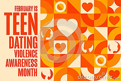 February is Teen Dating Violence Awareness Month. Holiday concept. Template for background, banner, card, poster with Vector Illustration