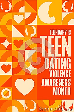 February is Teen Dating Violence Awareness Month. Holiday concept. Template for background, banner, card, poster with Vector Illustration