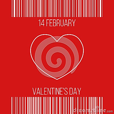 14 february - valentine`s day, greetings in shopping receipt Vector Illustration