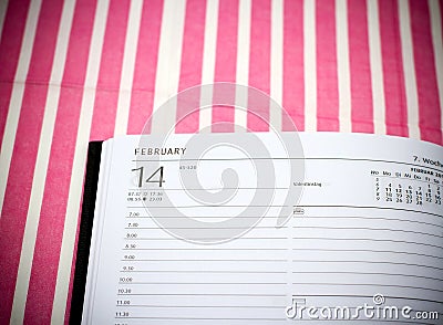 14 february valentines day on calendar Stock Photo