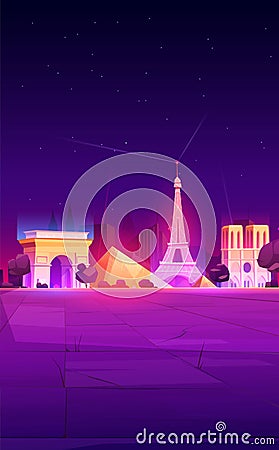 Paris landmarks, France city skyline background Vector Illustration